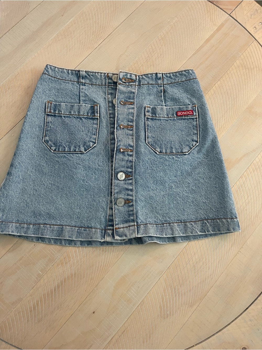 BONGO Light Blue Denim Button-Up Mini Skirt